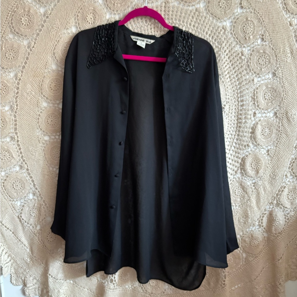Vivienne tam chiffon blouse with beaded collar detail. Size 3, fits US L.
